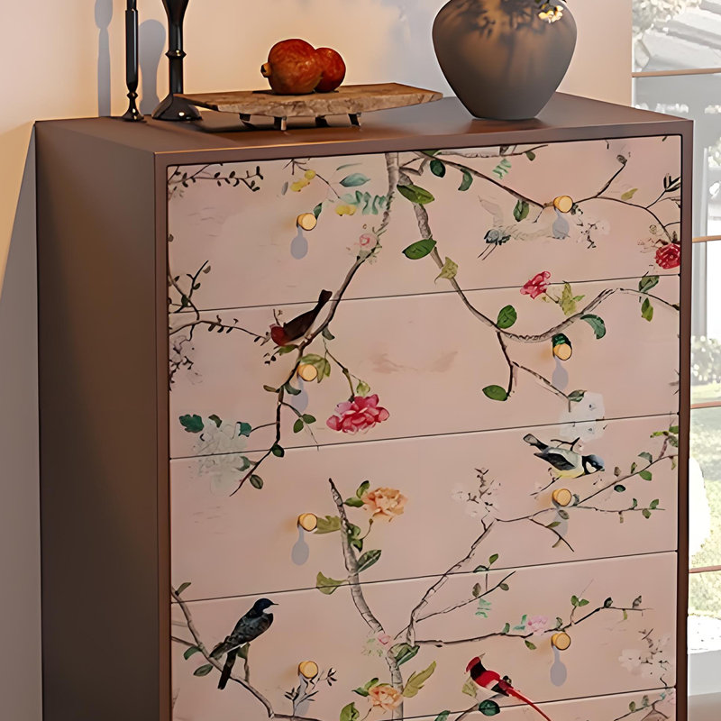 Commode 5 tiroirs French Bird Flower, Noyer