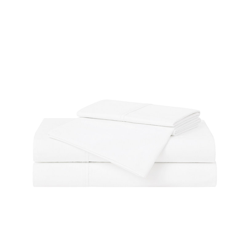 Solid Percale, White, Queen Sheet Set with 2 Pillowcases
