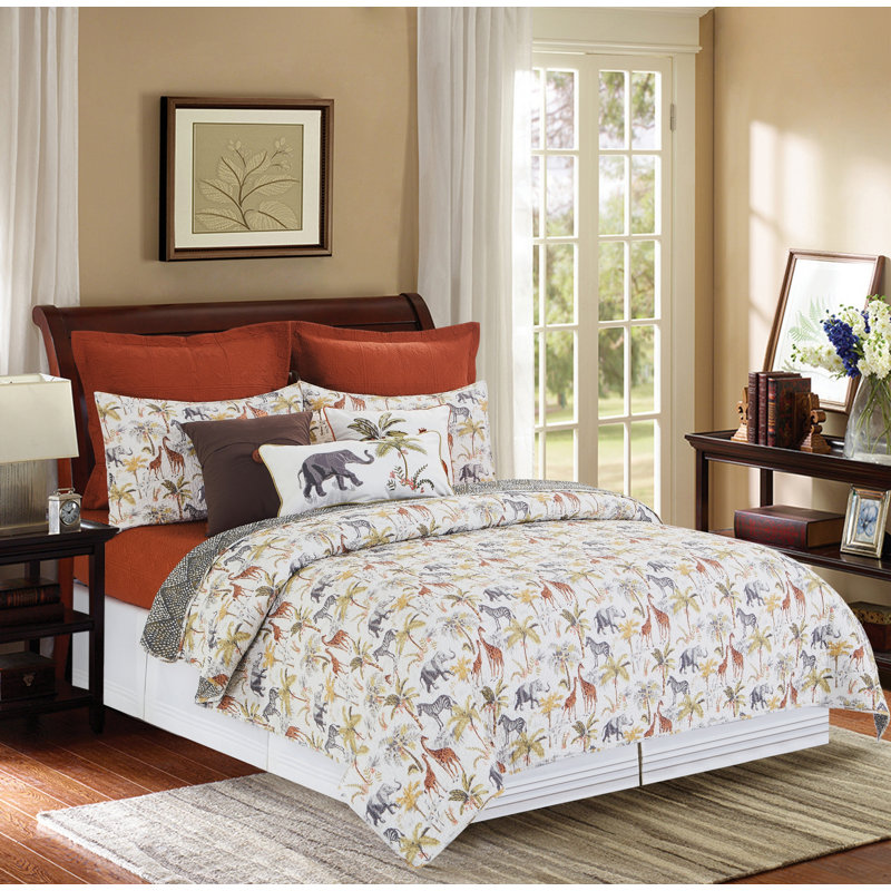 Serengeti Cotton Reversible Quilt Set, Twin Quilt + 1 Twin Sham