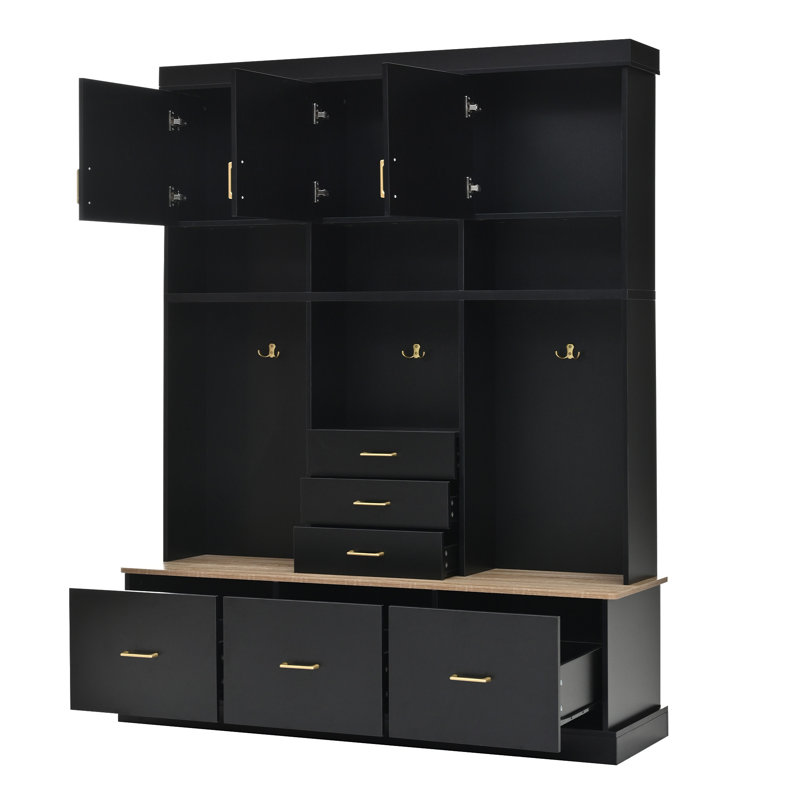 Arbre d'entrée U-Can H 75 po avec banc et rangement, Noir