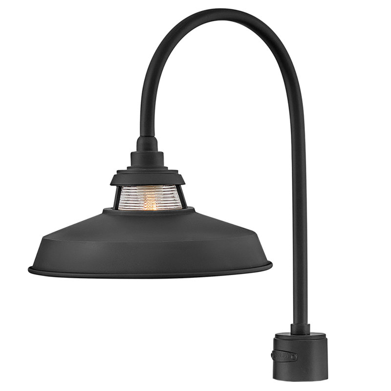 Troyer Outdoor Post Mount Lantern with Clear Seedy Glass, Black
