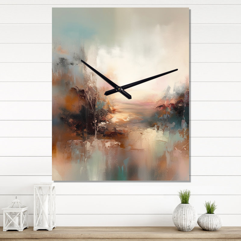 Abstracted Nature I - Horloges murales paysage abstrait, H 32 po x l 16 po