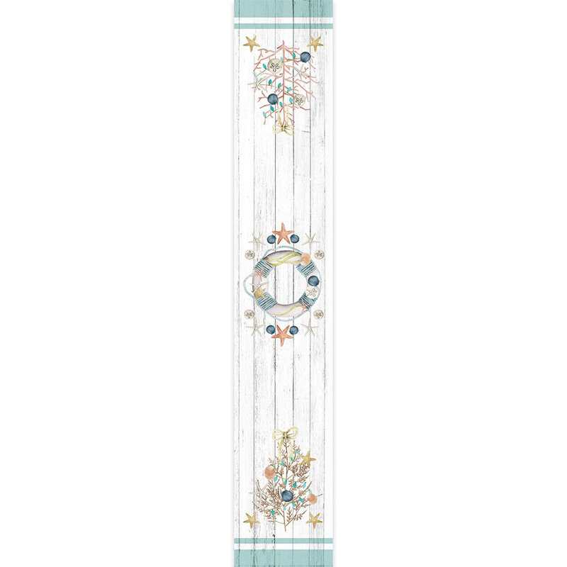 Coastal Christmas Geometric Table Runner, 90" L x 13" W