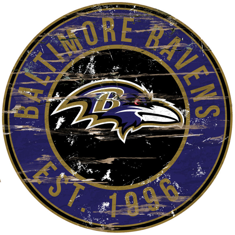 Décoration murale rond à cercle patiné nfl, Ravens de Baltimore