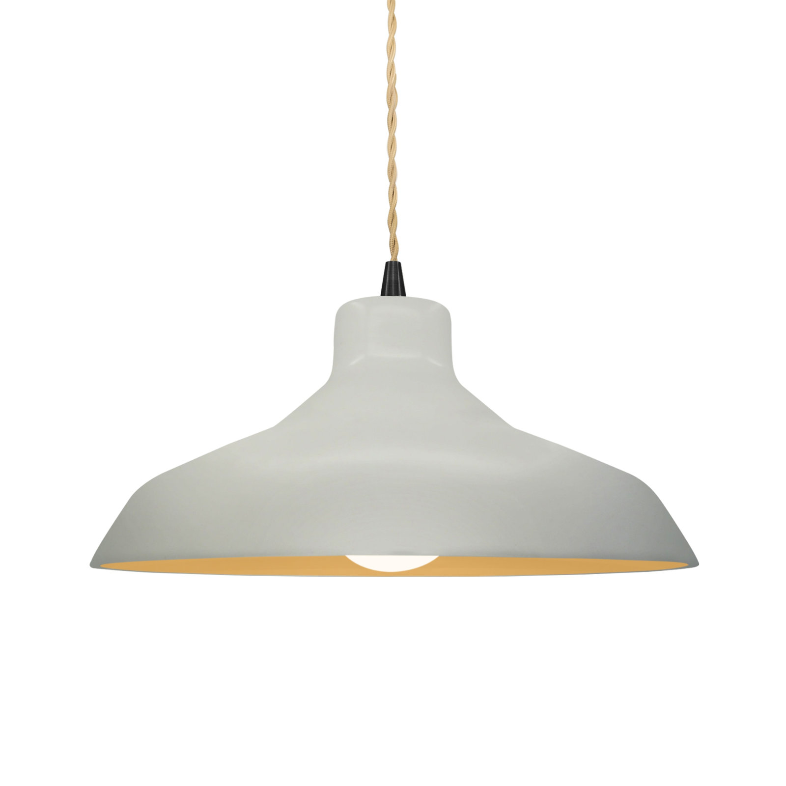 Fallon Ceramic Dimmable Pendant, 6.25" H x 13.5" W x 13.5" D, Matte White/Champagne Gold, Matte Black