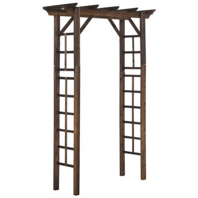Irmhild 59'' W x 23.5'' D Solid Wood Arbour in Brown