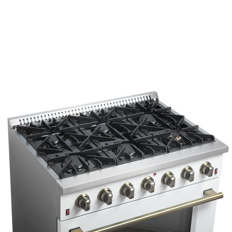 Cuisinière à gaz 36 pouces Forno Galiano en blanc, noir, bleu ou rouge, 6 brûleurs, 83 000 BTU, 5,36 cu. Four à convection