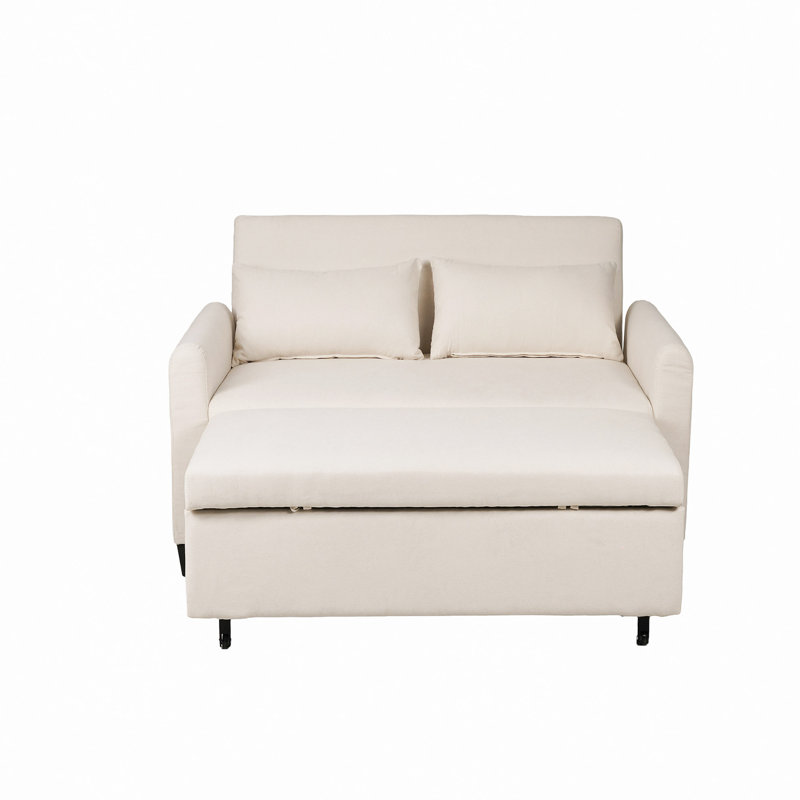 Très grand canapé-lit en tissu 2 en 1 de 61 po, canapé double avec sac de rangement, structure en fer renforcé, dossier et coussins réglables, convient aux chambres à coucher, aux salons et aux espaces extérieurs