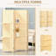 6 Ft Privacy Screen Room Divider, 4 Folding With Storage Shelves For Bedroom And Office, Natural Partition Shelves, & Rustic