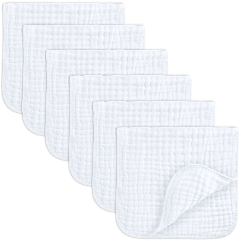 Comfy Cubs Muslin Burp Cloths 20" x 10"  - Large, 6-Layer, Ultra Absorbent 100% Cotton for Baby Spit-Up, Drool, and Messes