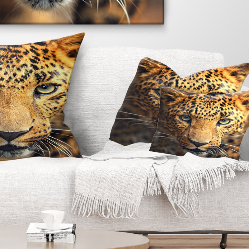 Leopard Face Close Up - Animal Printed Pillow