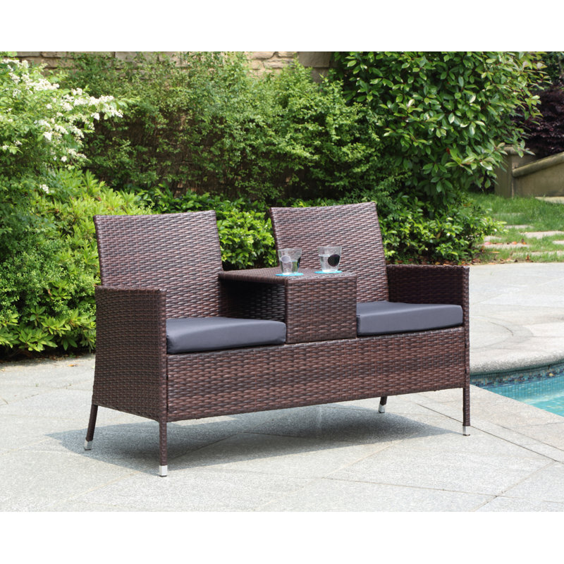Banc tête-à-tête en acier et résine Spradley, Brun
