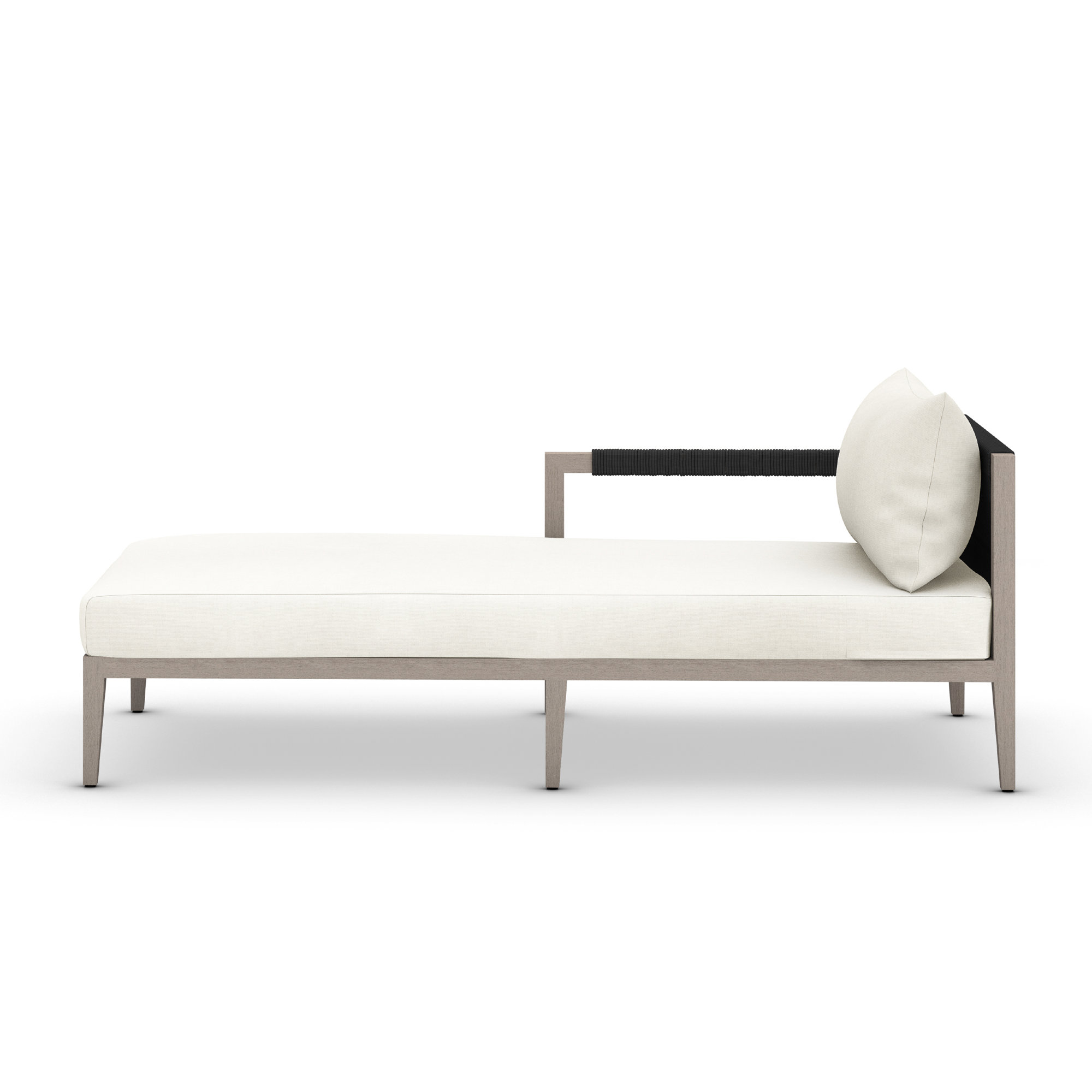 Kristine 33'' Outdoor Teak Chaise Lounge, Weathered Gray/Dark Gray, Polyester Blend Ivory