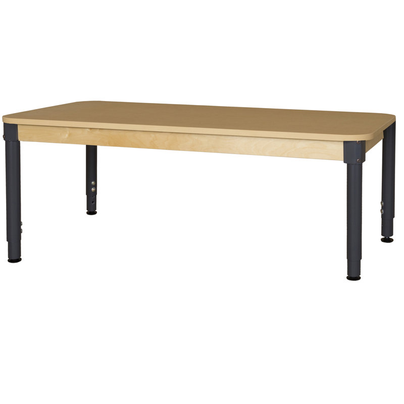 Natural Unfinished Wood Adjustable Rectangle Activity Table
