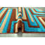 Tapis brun/bleu tissé à la machine Melfa-24619479