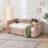 Modern V-Grained Bed with Trundle, USB Port, and Side Pockets for Convenience and Space Efficiency-1795368108