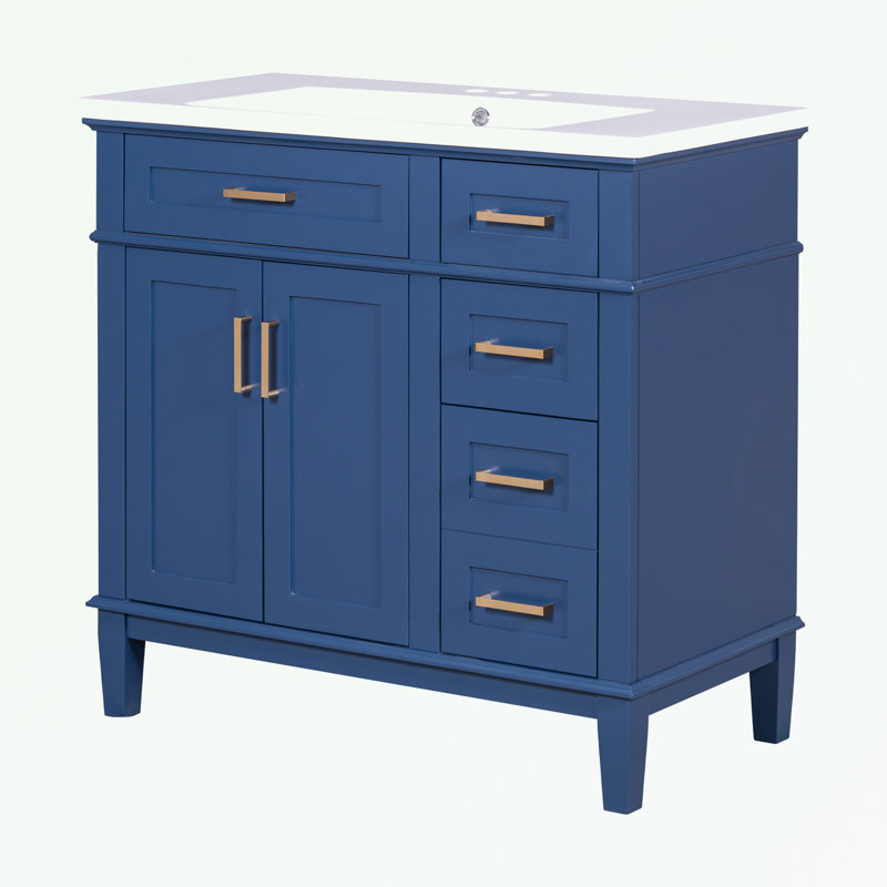 Flavie 36'' Bathroom Vanity with Top, Blue