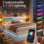 Upholstered Ottoman Storage Bed with LED Lighting and USB Port, Bed with Storage and Headboard-76567625-191157595