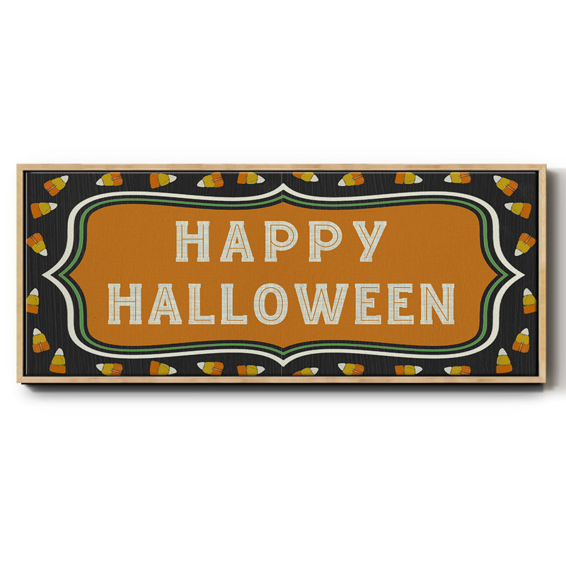 Happy Hallowween- Framed Canvas, 12" H x 30" W