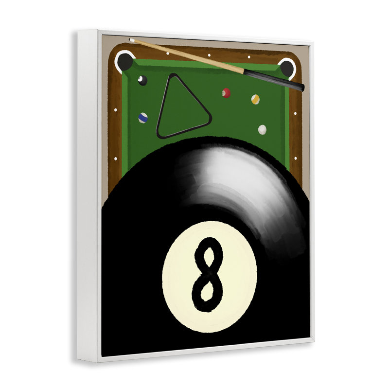 Table de billard et balles encadrées, estampe numérique, design par Jennifer Stith, H 14 po x l 11 po