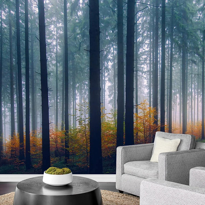 Murale Misty Trail in Dark Forest, L 100 po x l 144 po