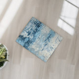 8x10 Blue Machine Made Wool Coastal Distressed Abstract Modern Contemporary Carpet Rug