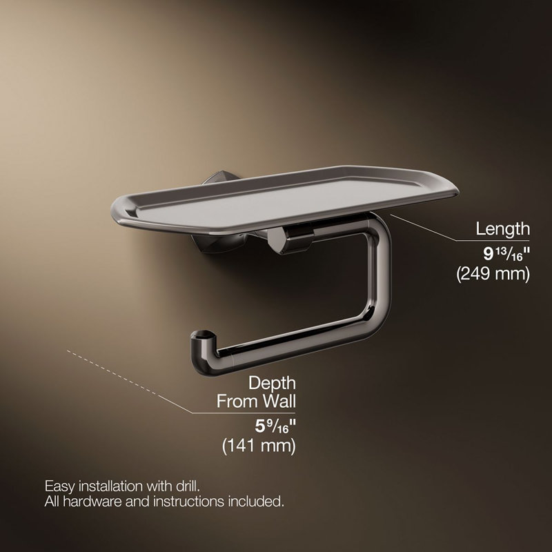 Occasion Toilet Paper Holder With Tray, Vibrant Titanium