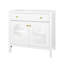 Meuble-lavabo blanc 35,6 po avec porte en verre à motifs et lavabo, armoire en bois aggloméré blanc-130191401