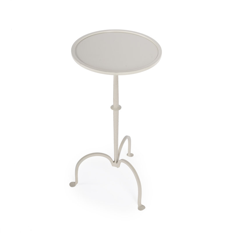 Eisenman Alisier 11.5" W Round Griege Iron Pedestal Side Table, Gray, Gray