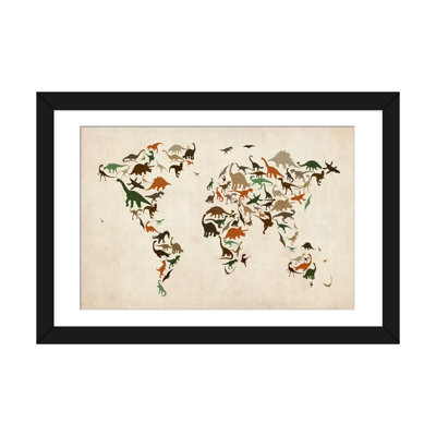 «Dinosaurus Map of the World III», impression sur toile