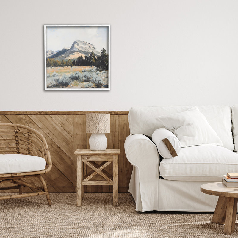Desert Mountains and Forest Landscape Framed Giclee, design by Petal Prints Design, 17" H x 17" W
