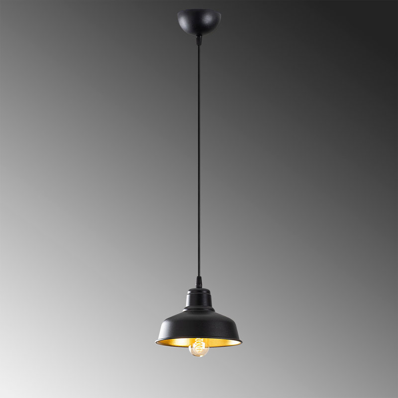 Lustre industriel scandinave, structure en métal noir, 7,5 po x 7,5 po | Hauteur: 42,5 po, longueur du câble: 35,4 po | Douille E27, 40 W maximum | Éclairage élégant pour la décoration intérieure moderne et les espaces de vie, classé IP20