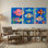 Animaux, ensemble de 3 reproductions d'art sur toile
