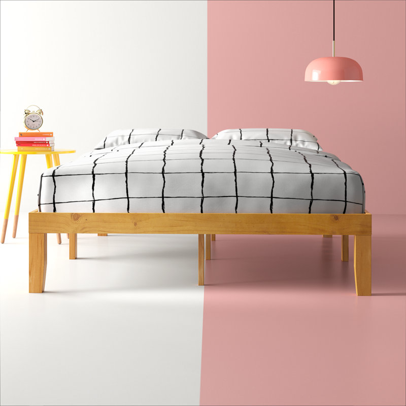 Solid Wood Platform Bed, Queen, Brown