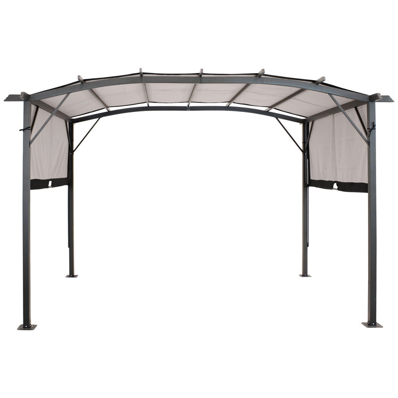 12 Ft. W x 9 Ft. D Steel Pergola with Canopy, Gray