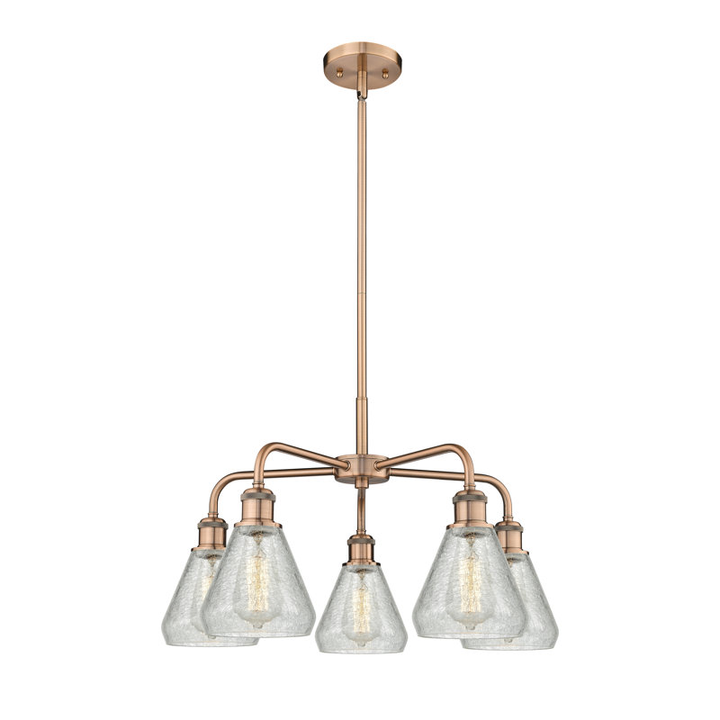 Lustre conique à 5 lumières Kotter, Cuivre antique