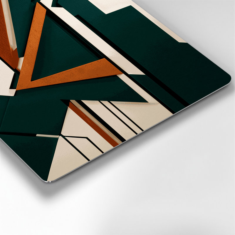 «Geometric Abstraction 89», art mural en métal vert, H 11 po x l 14 po