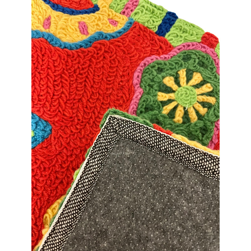 Floral Polyester Water Resistant Kitchen Mat
