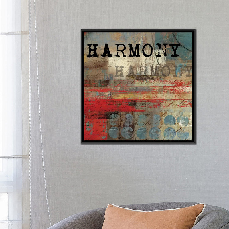« harmonie », impression sur toile, H 18 po x l 18 po x P 1,5 po, Toile avec cadre noir, Pas de tapis