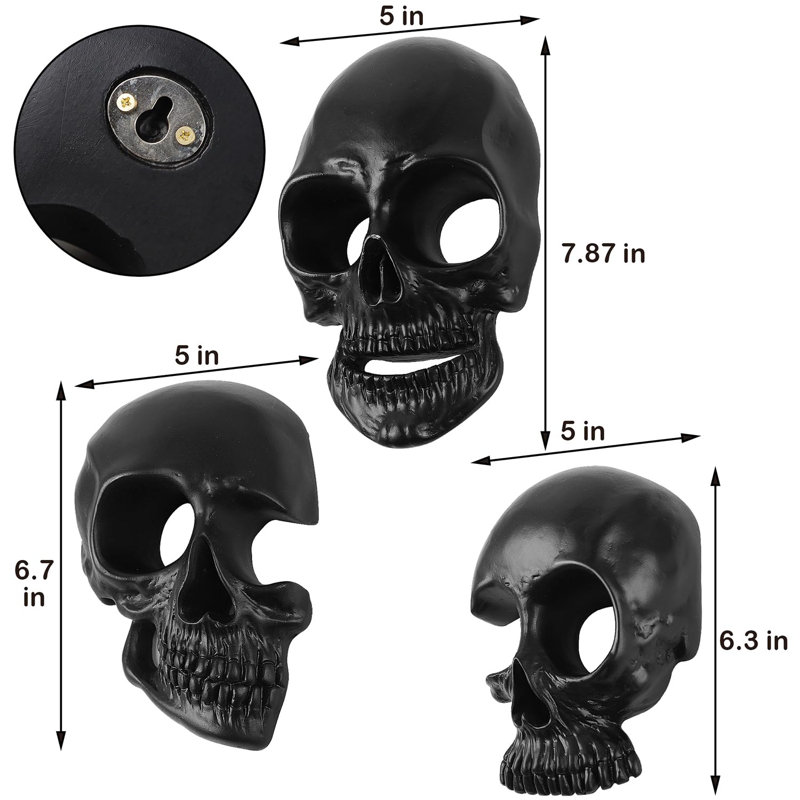 Dark Resin Skeleton Wall Mounted Gothic Sculpture Set
