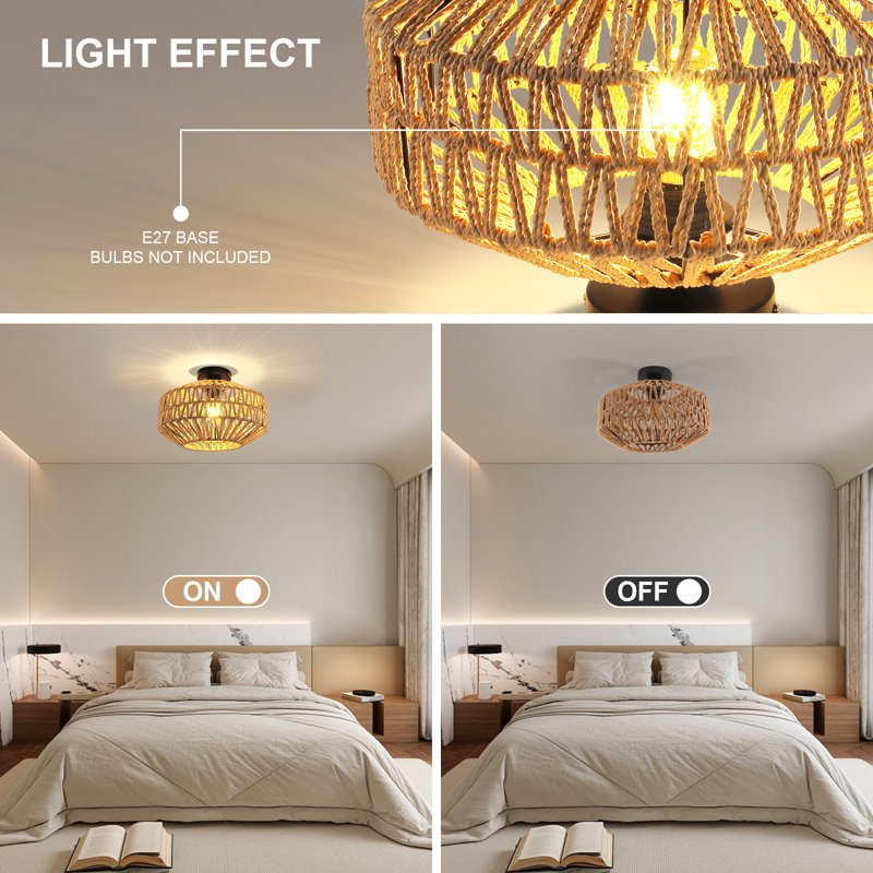 Alliette Rattan Semi Flush Mount