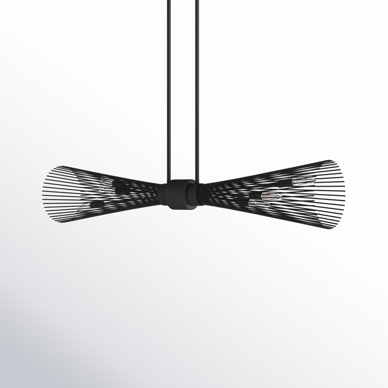 Iago 6 - Light Cone Modern Linear Chandelier in Black, Black