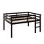 Full-Sized Bed Frame, Short Rubberwood  Loft Bed With Steps-1164646356