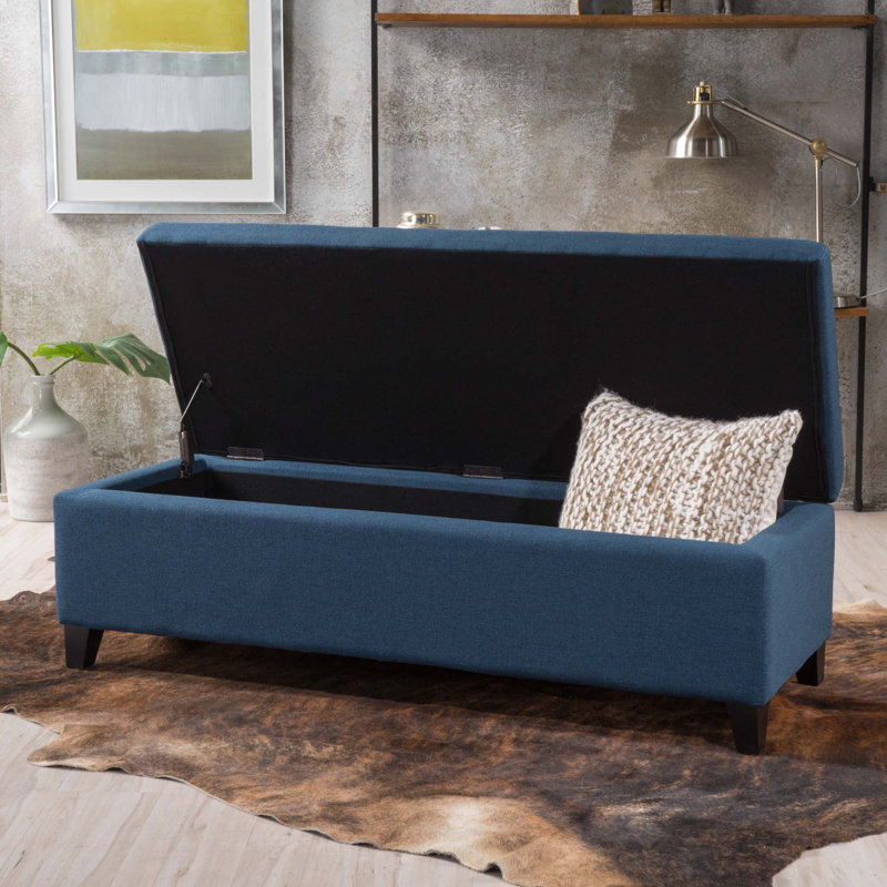 Banc de rangement en similicuir Geffray, Marine