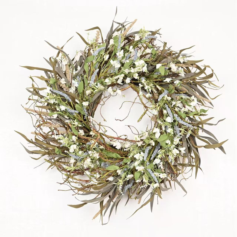 Couronne florale 26 po pour la porte de l'Action de grâce, Bleu