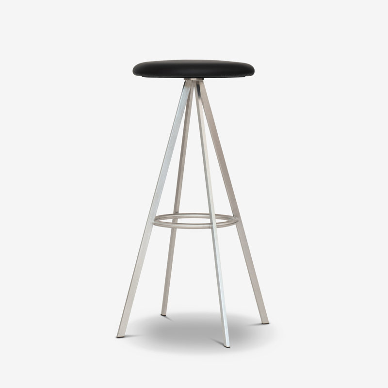 Quad-Space Swivel Upholstered Bar Stool with Metal Frame, Black, Counter Stool (26.22" Seat Height)