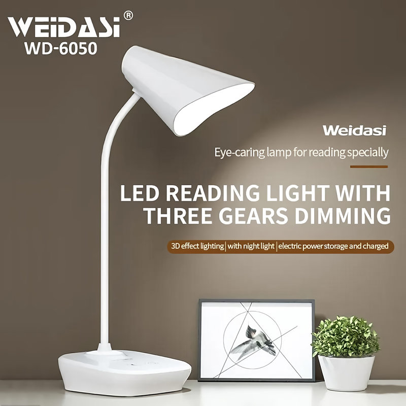 Lampe de bureau à DEL rechargeable, lampe de lecture de table avec interrupteur tactile pour la maison, le bureau