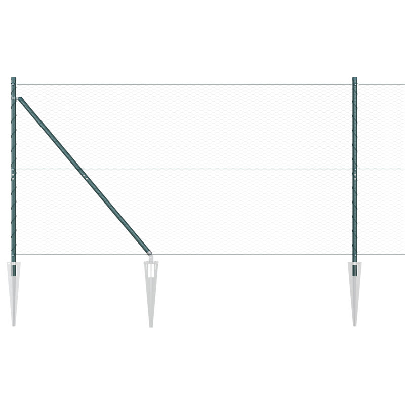 Vidaxl Hexagon Fence Steel, Green, 120cm H x 1000cm W