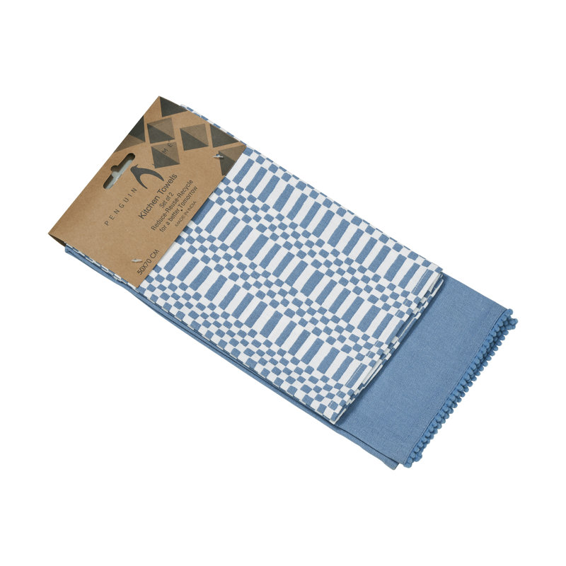 Tea Towel Kitchen Towel, 2, White/Blue