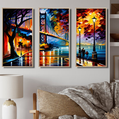 «Colorful San Francisco I», ensemble d'art mural sur toile Cityscapes